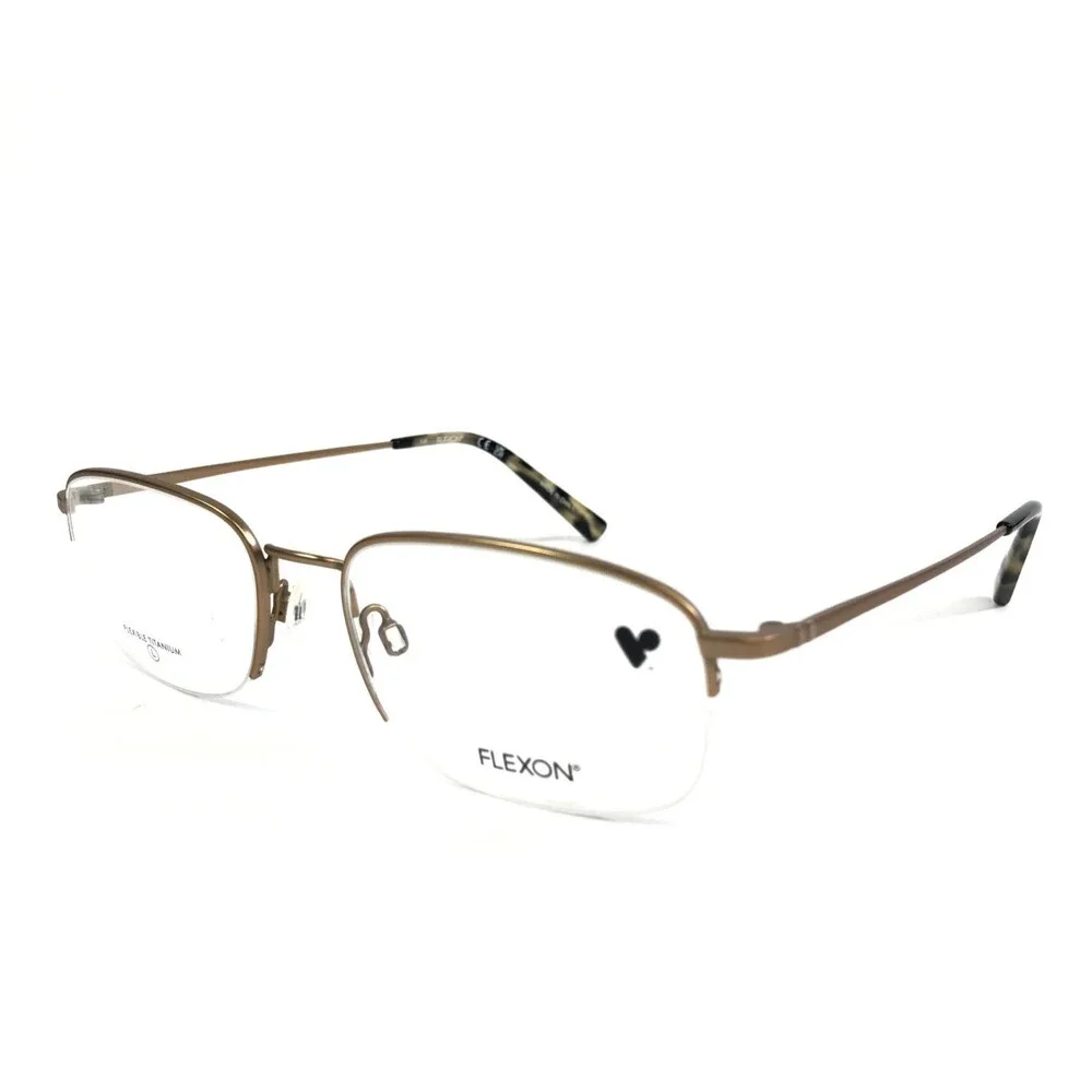 Flexon Eyeglasses Frames H6082 204 Matte Taupe Satin Gold Half Rim 53-19-145